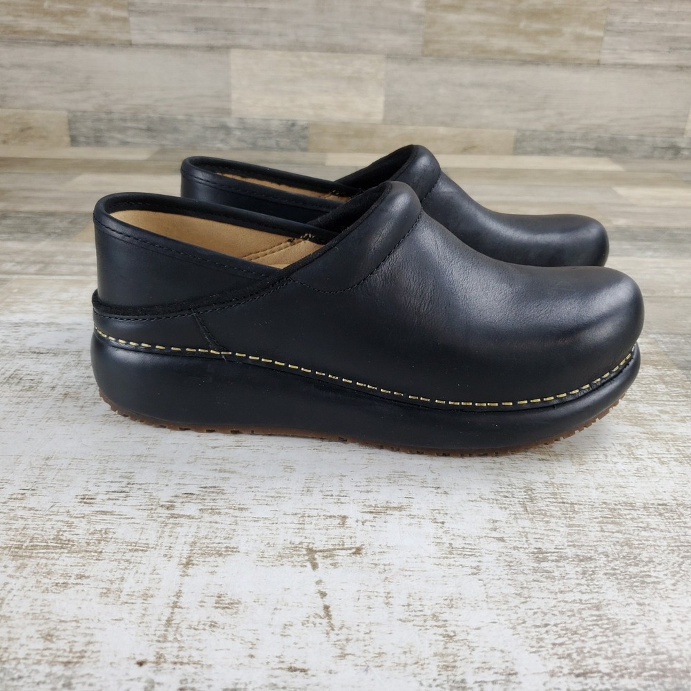 Dansko Platform Pro Womens Clog Sz 7.5 - 8 Black Burnished Nubuck Slip Resistant